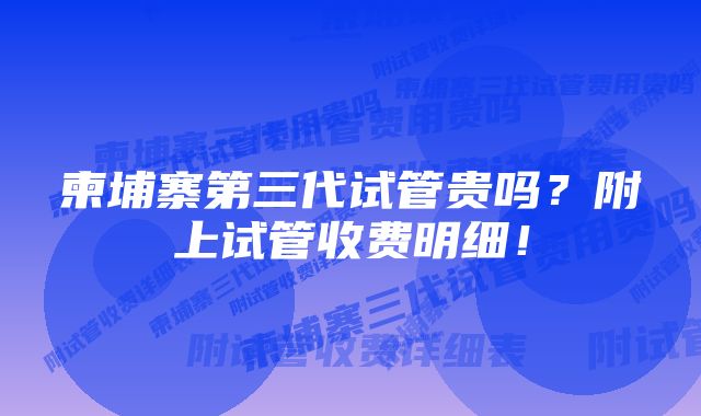 柬埔寨第三代试管贵吗？附上试管收费明细！