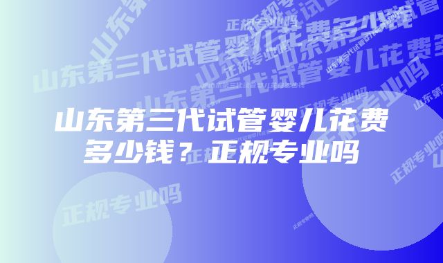 山东第三代试管婴儿花费多少钱？正规专业吗