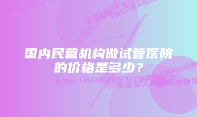 国内民营机构做试管医院的价格是多少？