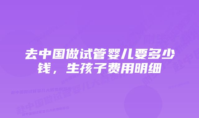 去中国做试管婴儿要多少钱，生孩子费用明细