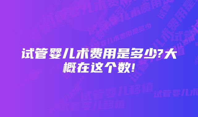 试管婴儿术费用是多少?大概在这个数!