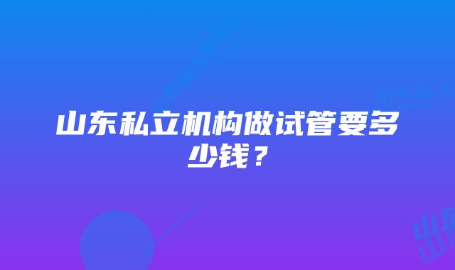 山东私立机构做试管要多少钱？