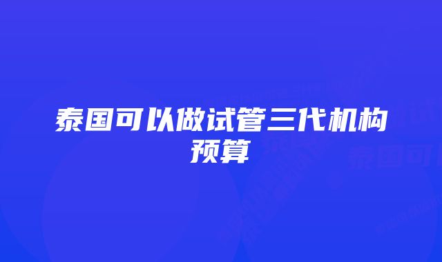 泰国可以做试管三代机构预算