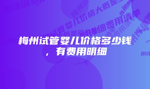 梅州试管婴儿价格多少钱，有费用明细