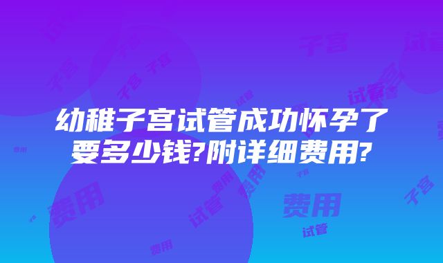 幼稚子宫试管成功怀孕了要多少钱?附详细费用?