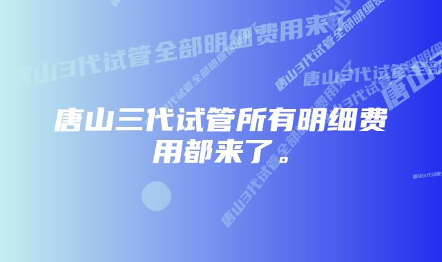 唐山三代试管所有明细费用都来了。