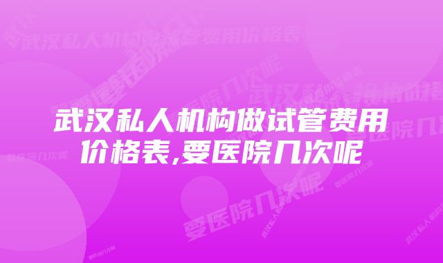 武汉私人机构做试管费用价格表,要医院几次呢