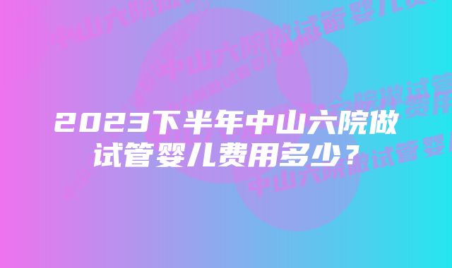 2023下半年中山六院做试管婴儿费用多少？