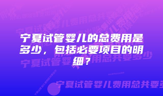 宁夏试管婴儿的总费用是多少，包括必要项目的明细？