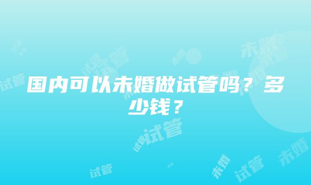 国内可以未婚做试管吗？多少钱？