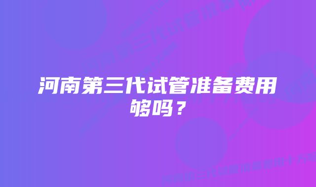 河南第三代试管准备费用够吗？