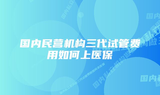 国内民营机构三代试管费用如何上医保