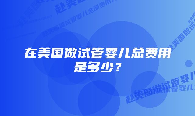 在美国做试管婴儿总费用是多少？