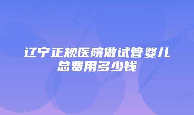 辽宁正规医院做试管婴儿总费用多少钱