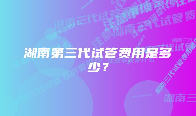 湖南第三代试管费用是多少？