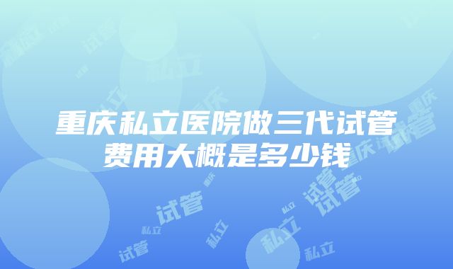 重庆私立医院做三代试管费用大概是多少钱