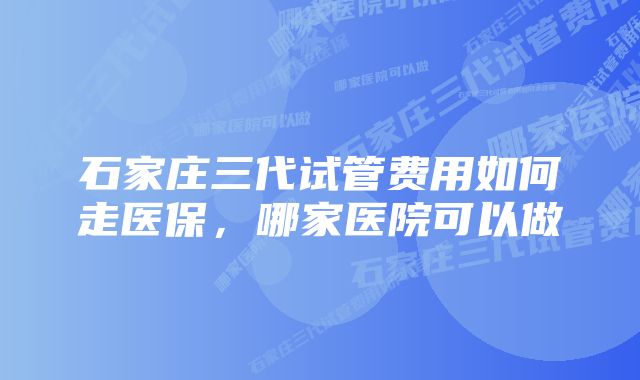 石家庄三代试管费用如何走医保，哪家医院可以做