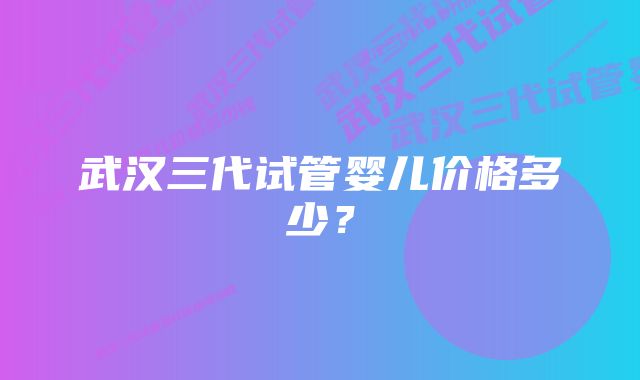 武汉三代试管婴儿价格多少？