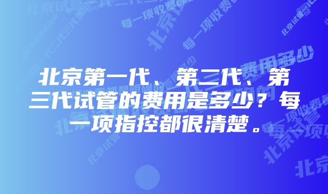 北京第一代、第二代、第三代试管的费用是多少？每一项指控都很清楚。