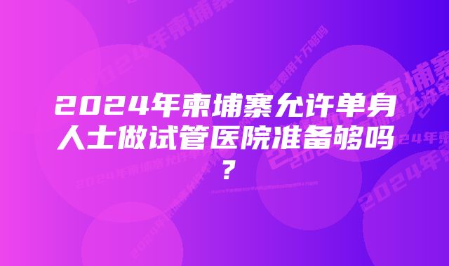 2024年柬埔寨允许单身人士做试管医院准备够吗？