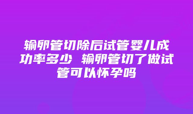 输卵管切除后试管婴儿成功率多少 输卵管切了做试管可以怀孕吗