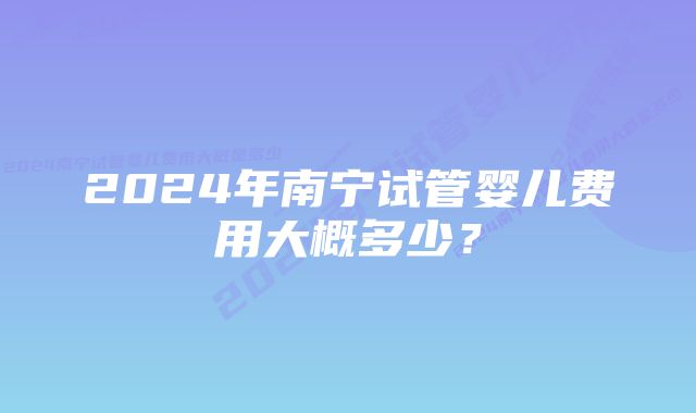 2024年南宁试管婴儿费用大概多少？