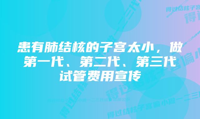 患有肺结核的子宫太小，做第一代、第二代、第三代试管费用宣传