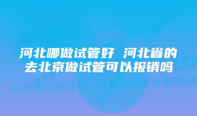 河北哪做试管好 河北省的去北京做试管可以报销吗