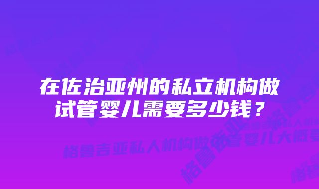 在佐治亚州的私立机构做试管婴儿需要多少钱？