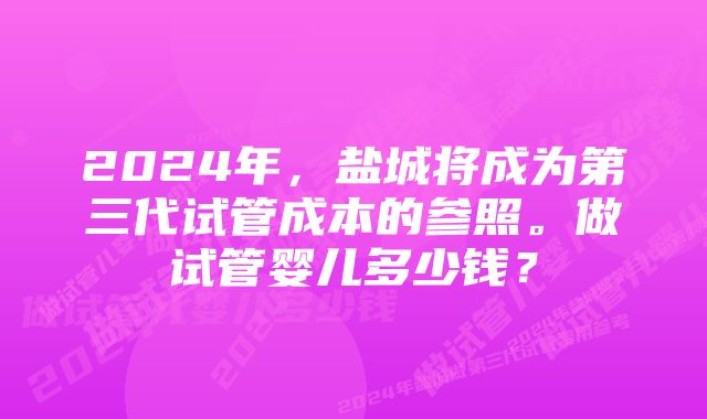 2024年，盐城将成为第三代试管成本的参照。做试管婴儿多少钱？