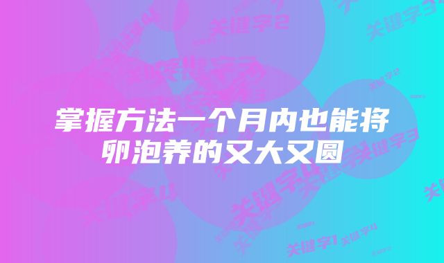 掌握方法一个月内也能将卵泡养的又大又圆