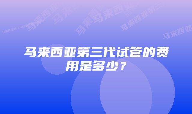 马来西亚第三代试管的费用是多少？