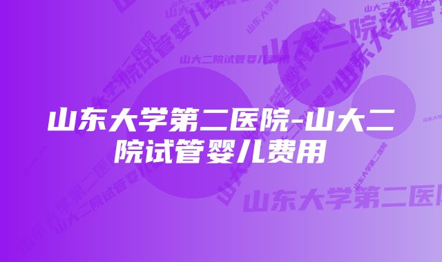 山东大学第二医院-山大二院试管婴儿费用