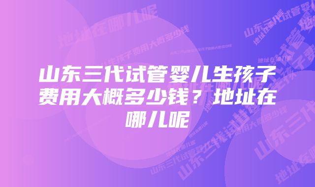 山东三代试管婴儿生孩子费用大概多少钱？地址在哪儿呢