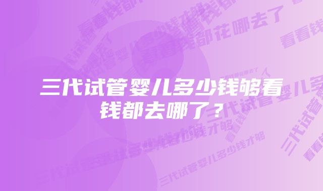 三代试管婴儿多少钱够看钱都去哪了？