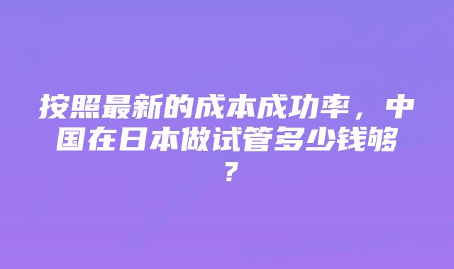 按照最新的成本成功率，中国在日本做试管多少钱够？