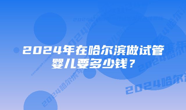 2024年在哈尔滨做试管婴儿要多少钱？