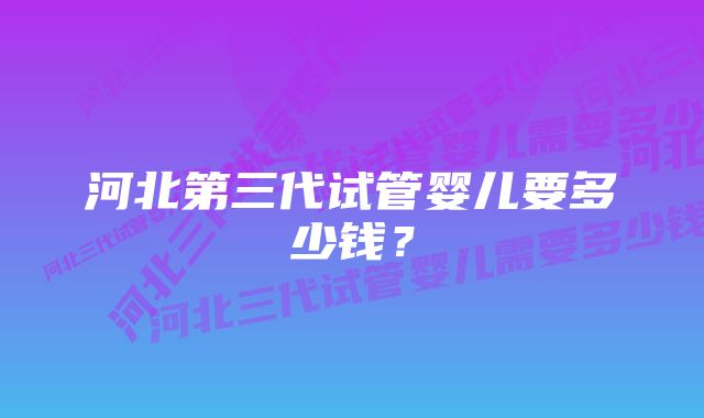 河北第三代试管婴儿要多少钱？