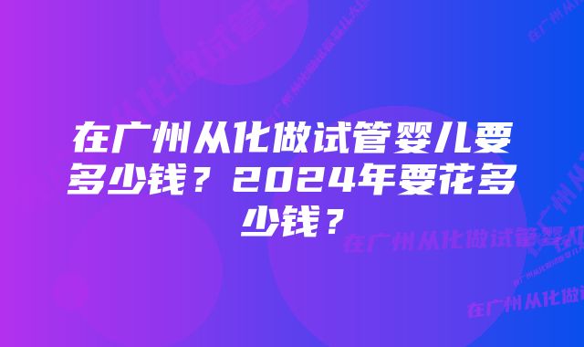 在广州从化做试管婴儿要多少钱？2024年要花多少钱？