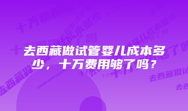 去西藏做试管婴儿成本多少，十万费用够了吗？