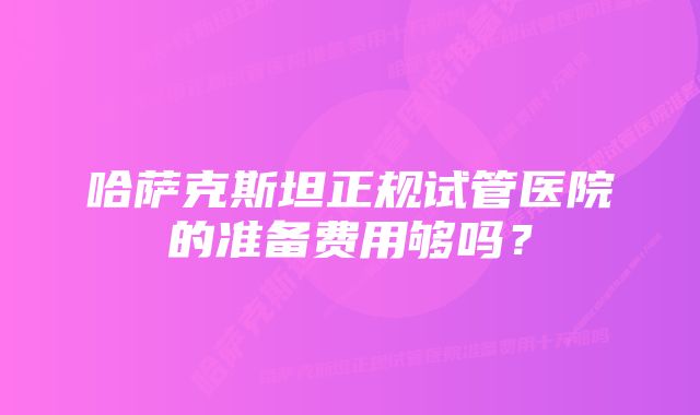 哈萨克斯坦正规试管医院的准备费用够吗？