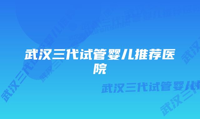 武汉三代试管婴儿推荐医院