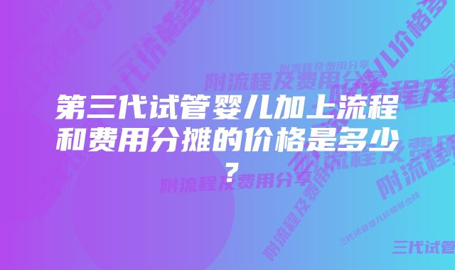 第三代试管婴儿加上流程和费用分摊的价格是多少？