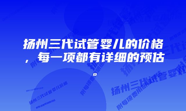 扬州三代试管婴儿的价格，每一项都有详细的预估。