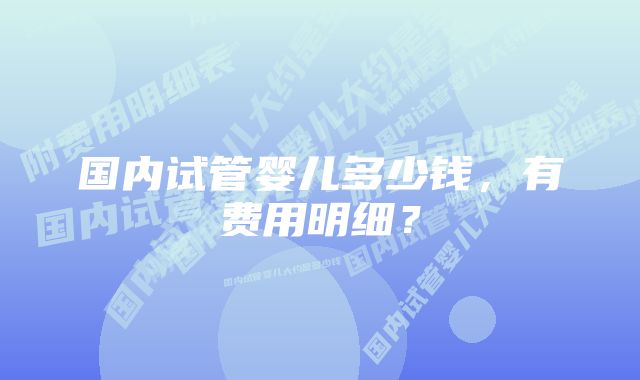 国内试管婴儿多少钱，有费用明细？