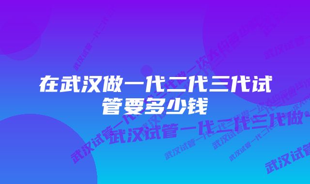 在武汉做一代二代三代试管要多少钱