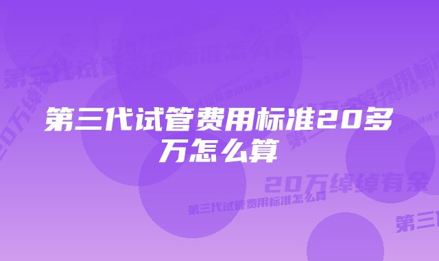 第三代试管费用标准20多万怎么算