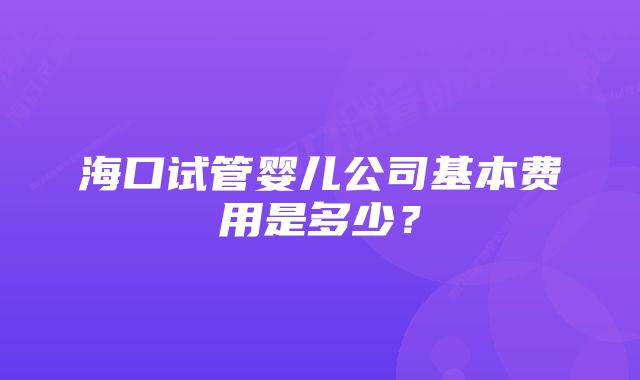 海口试管婴儿公司基本费用是多少？