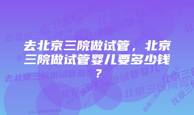 去北京三院做试管，北京三院做试管婴儿要多少钱？