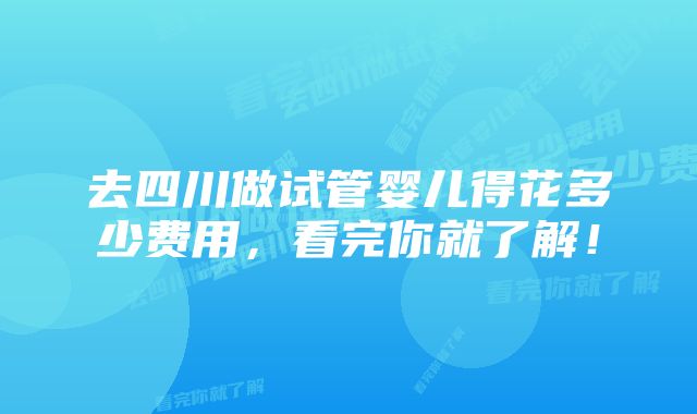 去四川做试管婴儿得花多少费用，看完你就了解！